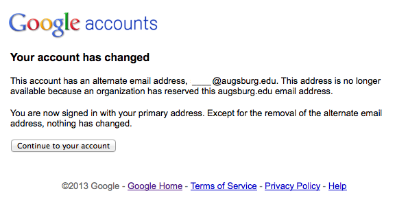 Google account has changed