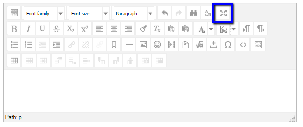 Editor tool pallete, Toggle full-screen mode button