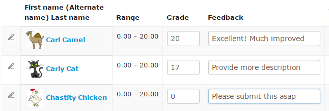 Add grades and comments