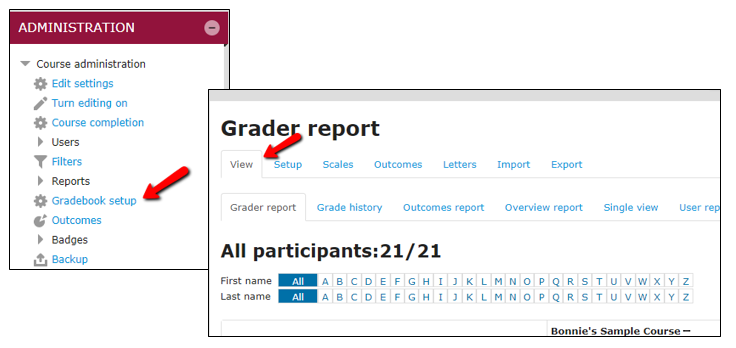 Select "Grades"