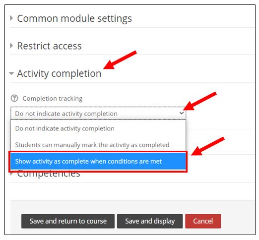 Select show complete when conditions met