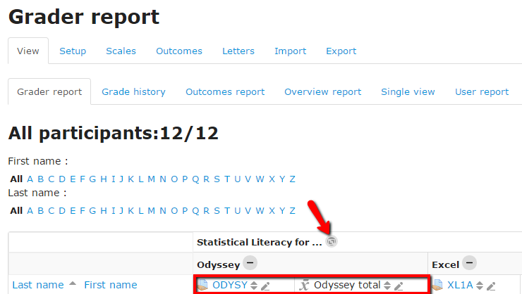 The Full View button shows all activity grades while hiding the course total. It is not the most useful, though creates some screen privacy while entering grades.