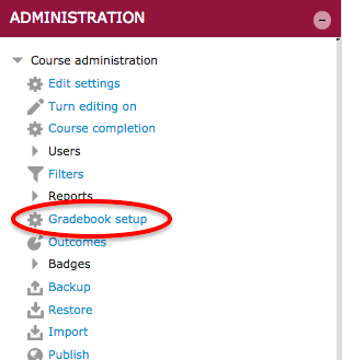 Course Display Total under the course category section showing where to change only the course total column