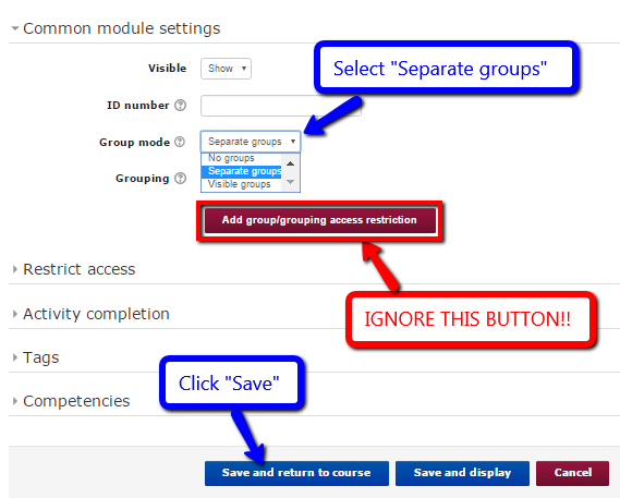 Setting group settings