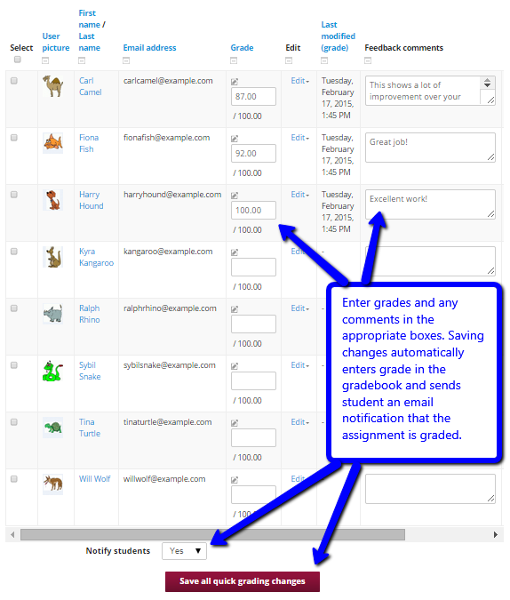 Enter feedback and save changes