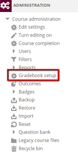 Click on "Gradebook setup" 