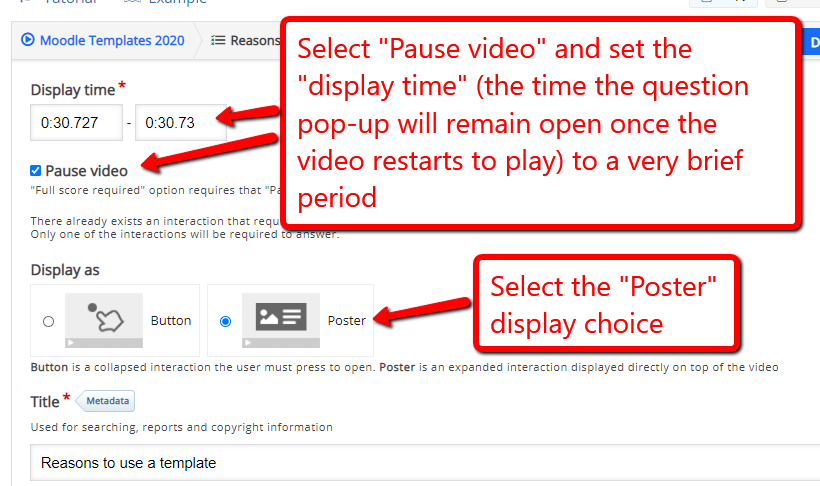 Check the pause checkbox change display time, and select poster display