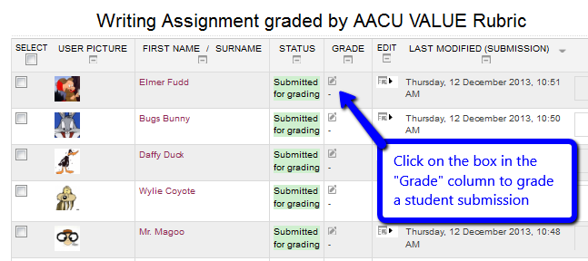 Teacher grading view