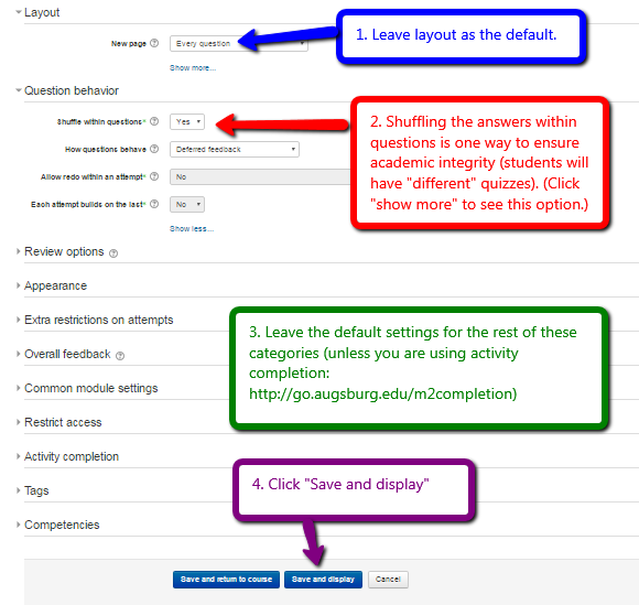 Shuffle question answers and save