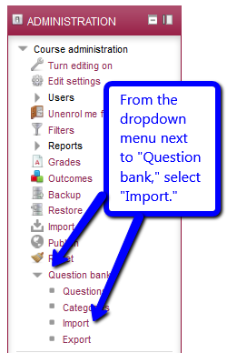 Select Import from Question Bank