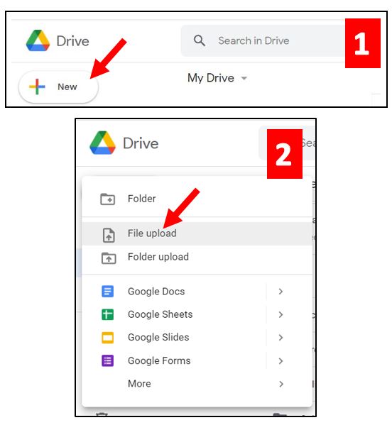 Google Drive Upload button