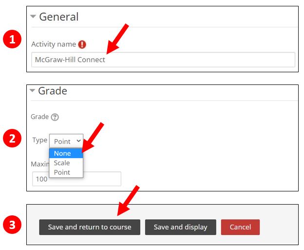 Enter Name, change grade to none, and save and display