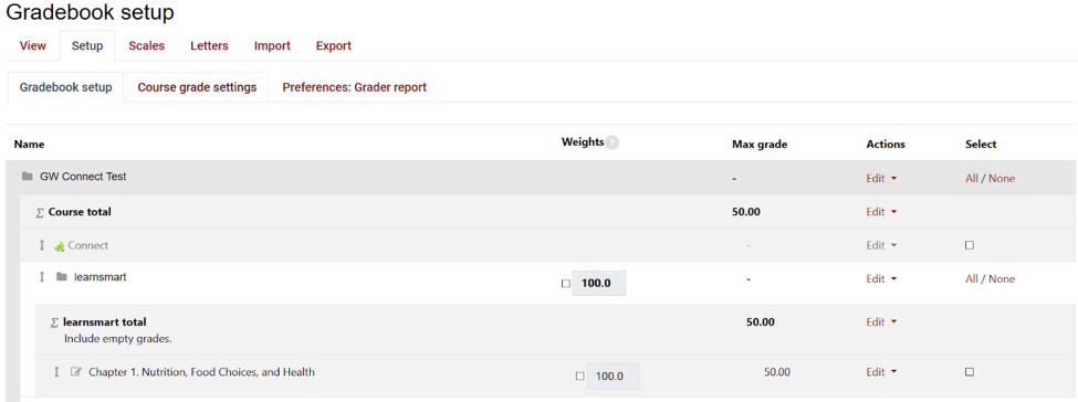 Sync finishes and grades are visible in Moodle