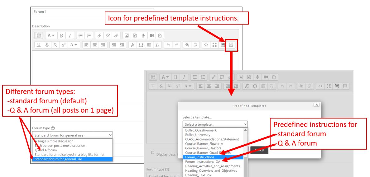 Select forum type and provide directions