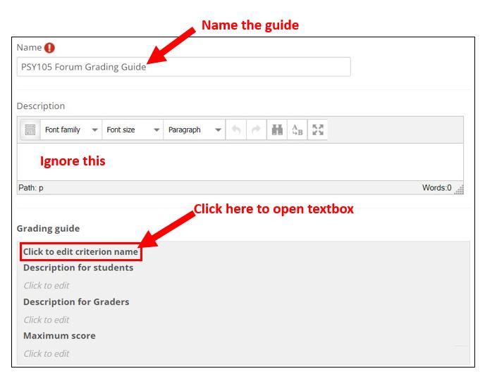 Name guide and click "click here to edit criterion name"