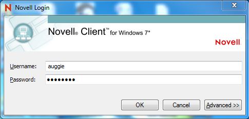 Novell Client Login Screen