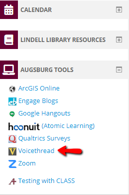 Voicethread link in Augsburg Tools block