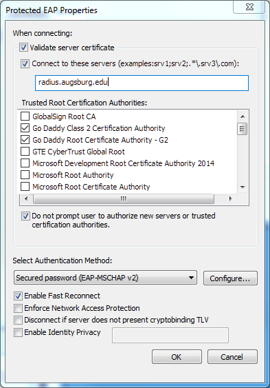 Protected EAP Settings