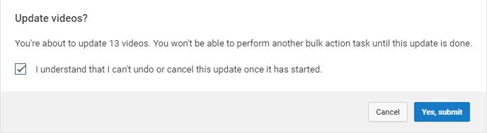 Accept the caution statement about the delay in time or more Youtube work while waiting or new setting to apply and click Submit.